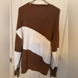 Nine West Brown and Cream Turtleneck Sweater